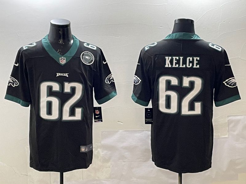 Men Philadelphia Eagles #62 Kelce Black Second generations 2025 Nike Vapor Limited NFL Jersey style 3
